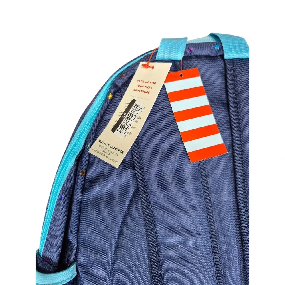 Cat & Jack Kids 16.5 Inch Novelty Backpack Navy Blue Rainbow Metallic Stars NWT